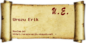 Urszu Erik névjegykártya